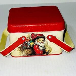 Vintage Potpourri Press Vintage Old St. Nick Christmas Basket Tin with handles